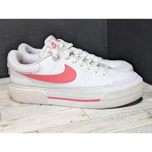 Nike Court Legacy Lift Women's Size US 9.5 White/Coral Chalk DM7590-102 - Picture 1 of 8